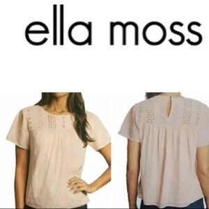 Ella‎ Moss Pink Brianne Eyelet Xxl Peach Short Sleeve Ruffle Blouse S Coquette